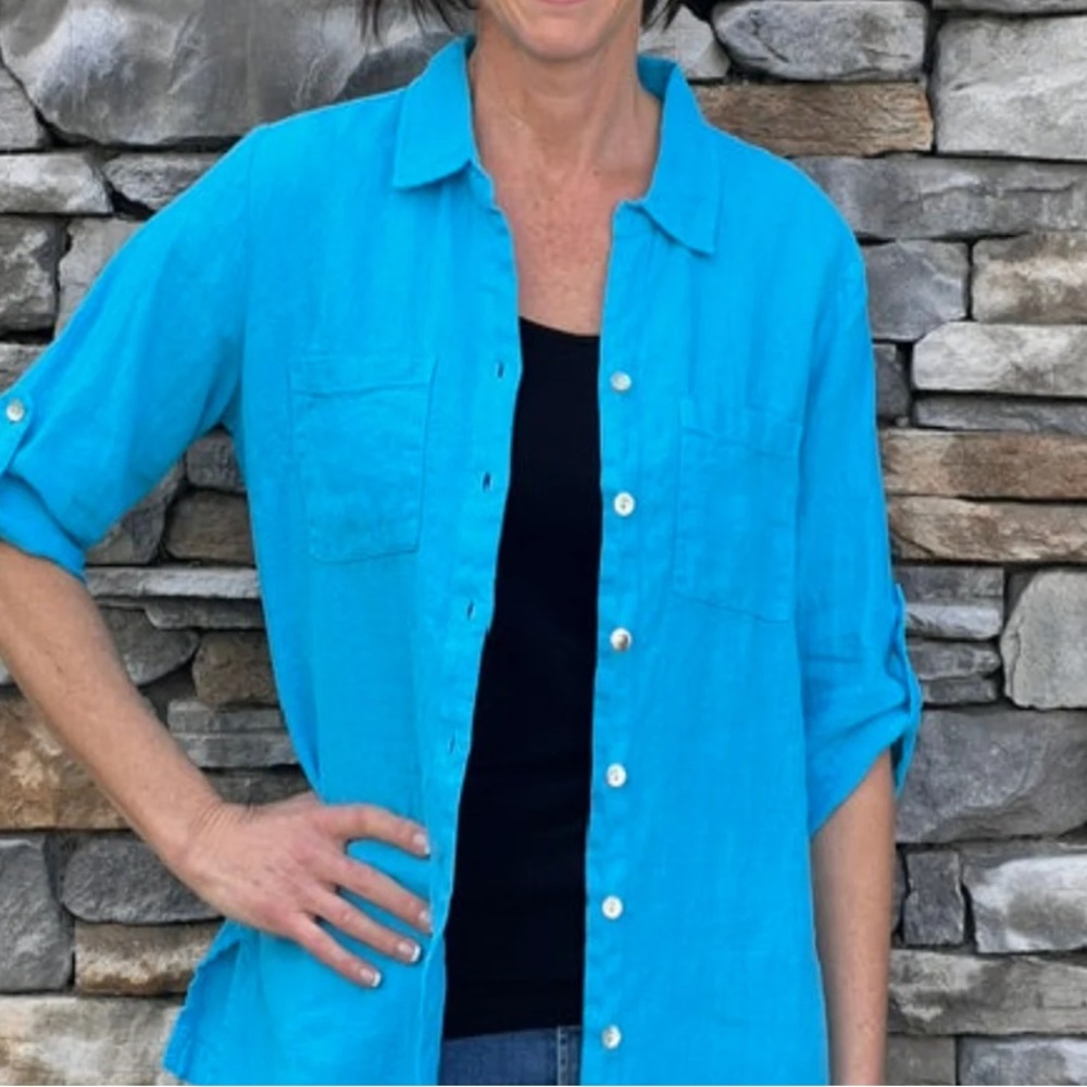 Magaschoni LINEN BLOUSE SHIRT size XS/TP